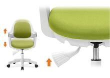 HEIGHT ADJUSTMENT The height of the chair is easily adjusted by pushing up or down the lever.